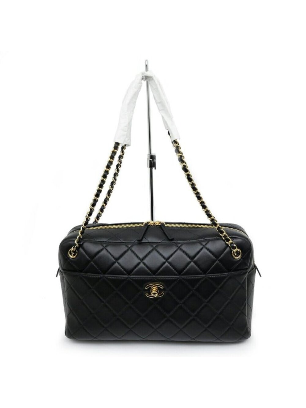 Chanel Maxi Camera Bag Black Gold Lambskin